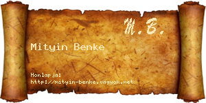 Mityin Benke névjegykártya